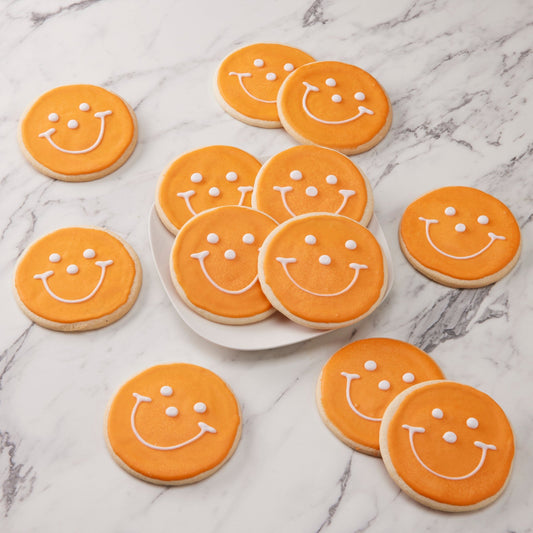 2.5" Mini Orange Smiley Cookies - SmileyCookie.com individually wrapped, nut - free, and kosher cookies delivered to you!