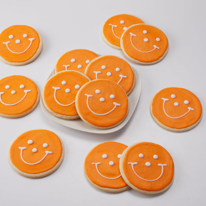 2.5" Mini Orange Smiley Cookies - SmileyCookie.com individually wrapped, nut - free, and kosher cookies delivered to you!
