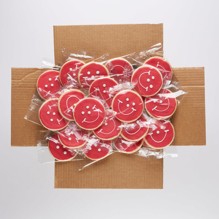 2.5" Mini Red Smiley Cookies - SmileyCookie.com individually wrapped, nut - free, and kosher cookies delivered to you!