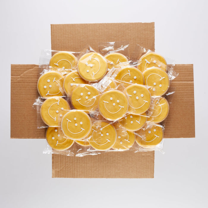 2.5" Mini Yellow Smiley Cookies - SmileyCookie.com individually wrapped, nut - free, and kosher cookies delivered to you!