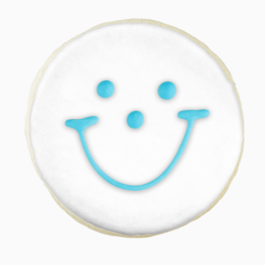 4" Blue Face Smiley Cookies - SmileyCookie.com individually wrapped, nut - free, and kosher cookies delivered to you!