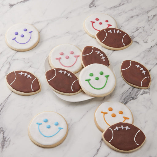 4" Football + Smiley Variety Pack - SmileyCookie.com individually wrapped, nut - free, and kosher cookies delivered to you!