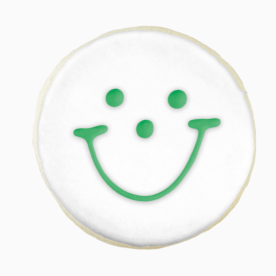 4" Green Face Smiley Cookies - SmileyCookie.com individually wrapped, nut - free, and kosher cookies delivered to you!