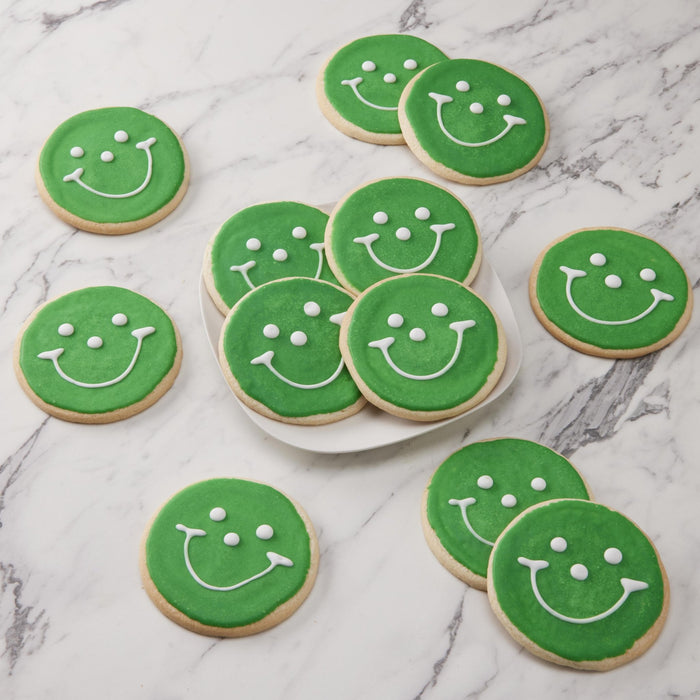4" Green Smiley Cookies - SmileyCookie.com individually wrapped, nut - free, and kosher cookies delivered to you!