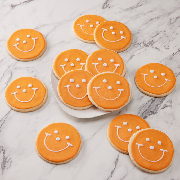 4" Orange Smiley Cookies - SmileyCookie.com individually wrapped, nut - free, and kosher cookies delivered to you!
