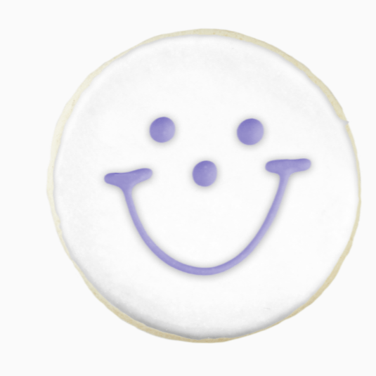 4" Purple Face Smiley Cookies - SmileyCookie.com individually wrapped, nut - free, and kosher cookies delivered to you!