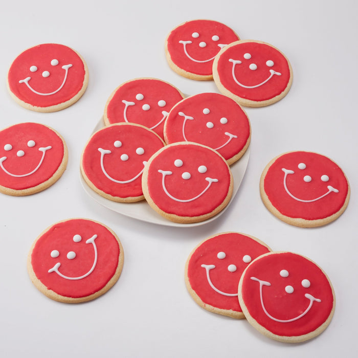 4" Red Smiley Cookies - SmileyCookie.com individually wrapped, nut - free, and kosher cookies delivered to you!
