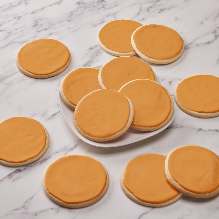 4" Round Orange Iced Cookies - SmileyCookie.com individually wrapped, nut - free, and kosher cookies delivered to you!
