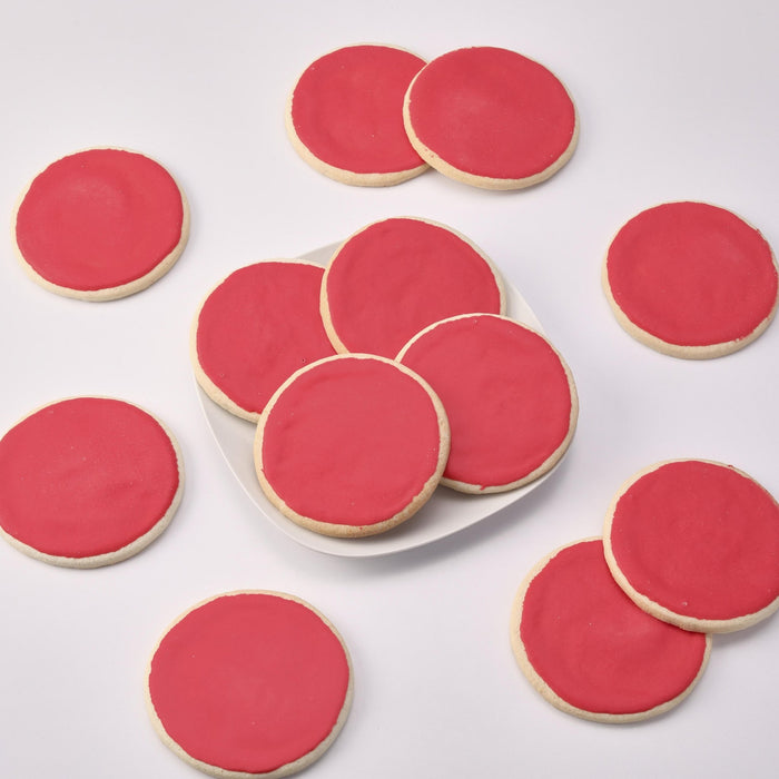 4" Round Red Iced Cookies - SmileyCookie.com individually wrapped, nut - free, and kosher cookies delivered to you!