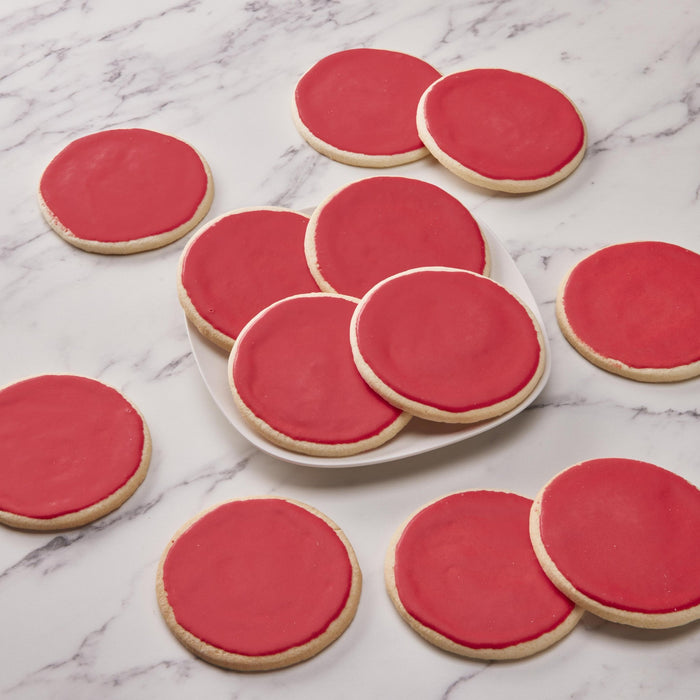 4" Round Red Iced Cookies - SmileyCookie.com individually wrapped, nut - free, and kosher cookies delivered to you!