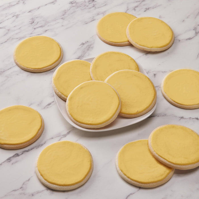 4" Round Yellow Iced Cookies - SmileyCookie.com individually wrapped, nut - free, and kosher cookies delivered to you!