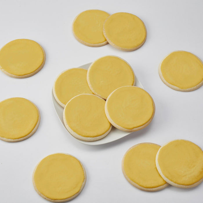 4" Round Yellow Iced Cookies - SmileyCookie.com individually wrapped, nut - free, and kosher cookies delivered to you!