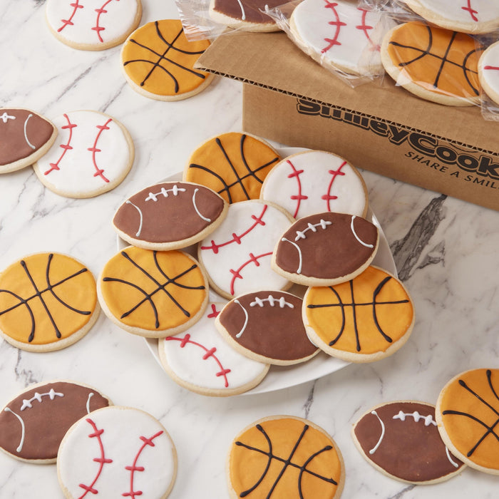 4" Sports Cookie Variety Pack - SmileyCookie.com individually wrapped, nut - free, and kosher cookies delivered to you!