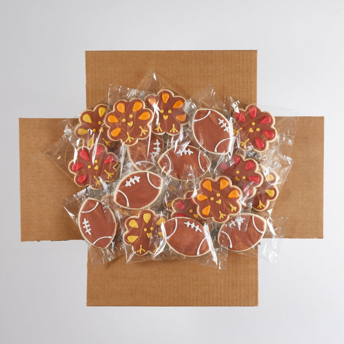 4" Turkey + Football Variety Pack - SmileyCookie.com individually wrapped, nut - free, and kosher cookies delivered to you!
