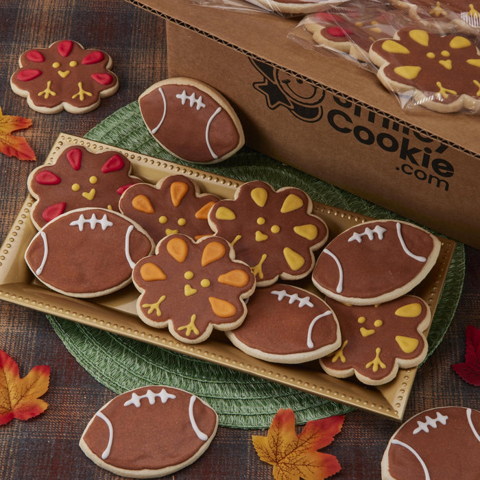 4" Turkey + Football Variety Pack - SmileyCookie.com individually wrapped, nut - free, and kosher cookies delivered to you!