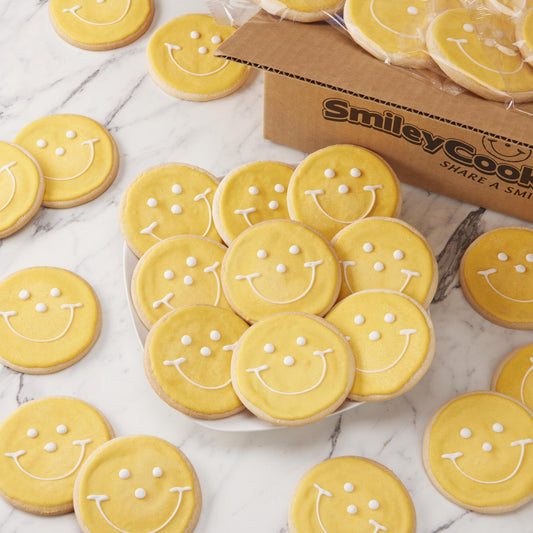 4" Yellow Smiley Cookies - SmileyCookie.com individually wrapped, nut - free, and kosher cookies delivered to you!
