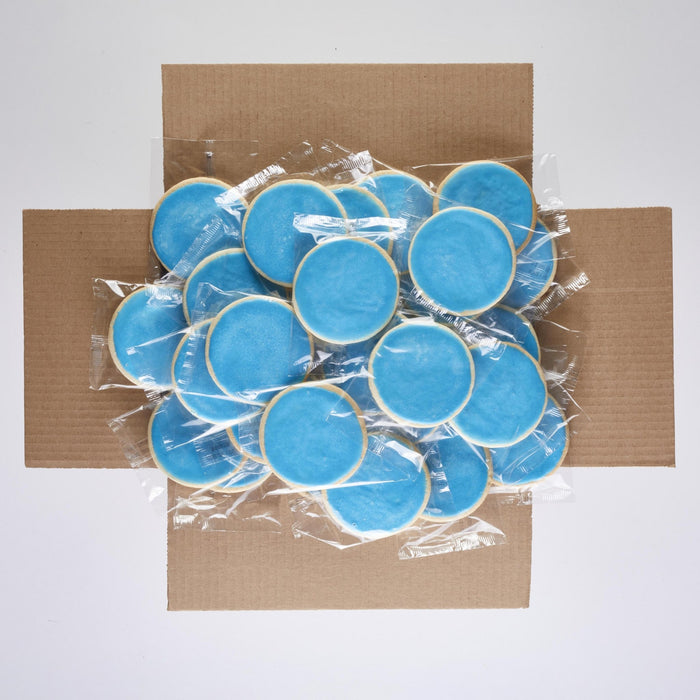 Classic Round Blue Iced Cookies  - SmileyCookie.com individually wrapped, nut - free, and kosher cookies delivered to you!