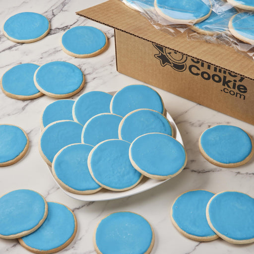 Classic Round Blue Iced Cookies  - SmileyCookie.com individually wrapped, nut - free, and kosher cookies delivered to you!