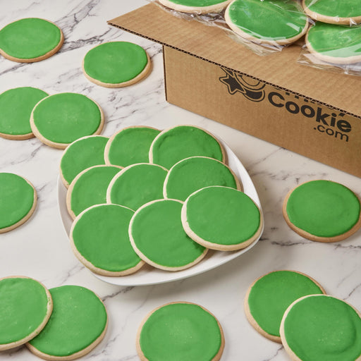 Classic Round Green Iced Cookies  - SmileyCookie.com individually wrapped, nut - free, and kosher cookies delivered to you!