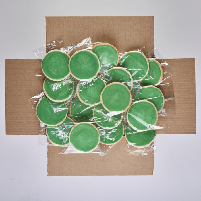 Classic Round Green Iced Cookies  - SmileyCookie.com individually wrapped, nut - free, and kosher cookies delivered to you!