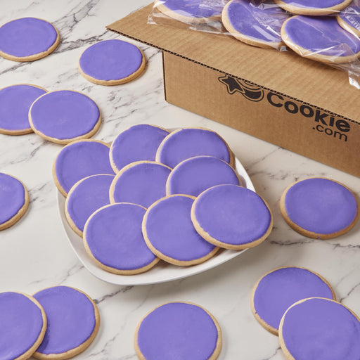 Classic Round Purple Iced Cookies  - SmileyCookie.com individually wrapped, nut - free, and kosher cookies delivered to you!