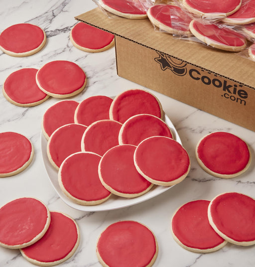 Classic Round Red Iced Cookies  - SmileyCookie.com individually wrapped, nut - free, and kosher cookies delivered to you!