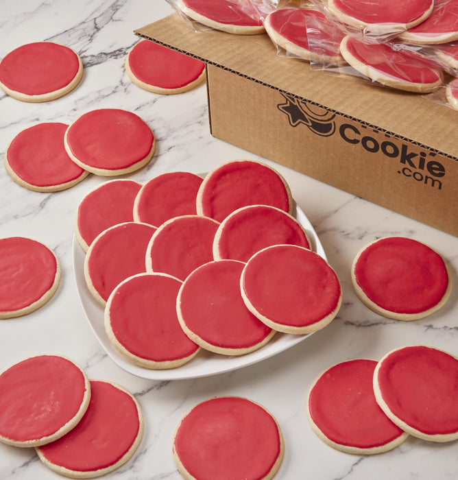 Classic Round Red Iced Cookies  - SmileyCookie.com individually wrapped, nut - free, and kosher cookies delivered to you!
