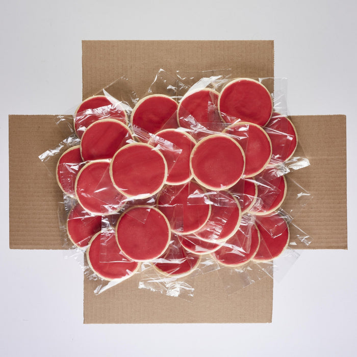 Classic Round Red Iced Cookies  - SmileyCookie.com individually wrapped, nut - free, and kosher cookies delivered to you!