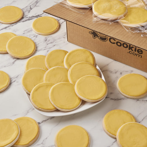 Classic Round Yellow Iced Cookies  - SmileyCookie.com individually wrapped, nut - free, and kosher cookies delivered to you!
