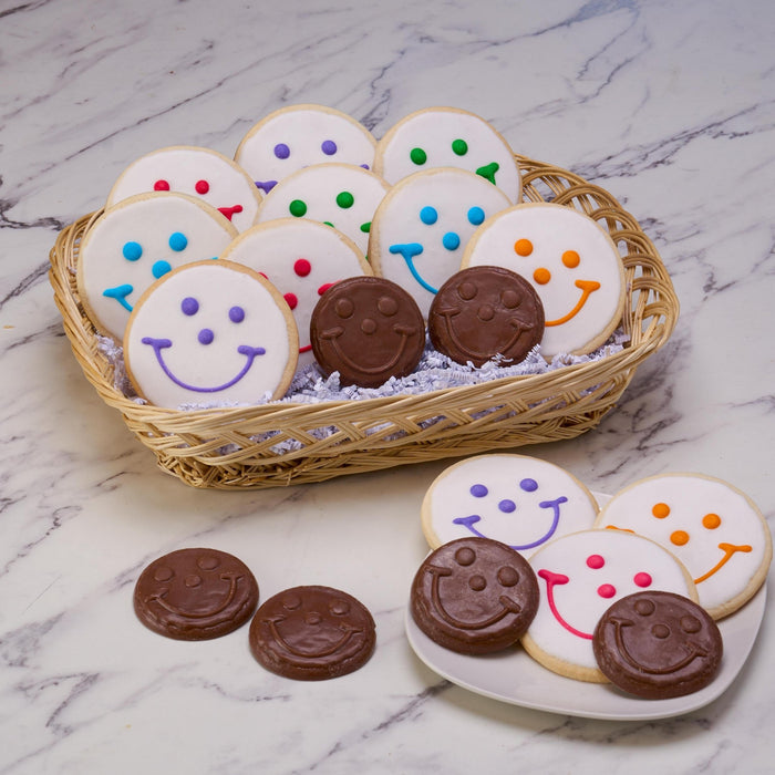 Smiley® Cookie Sweet Success Corporate Logo Gift Basket - SmileyCookie.com individually wrapped, nut - free, and kosher cookies delivered to you!