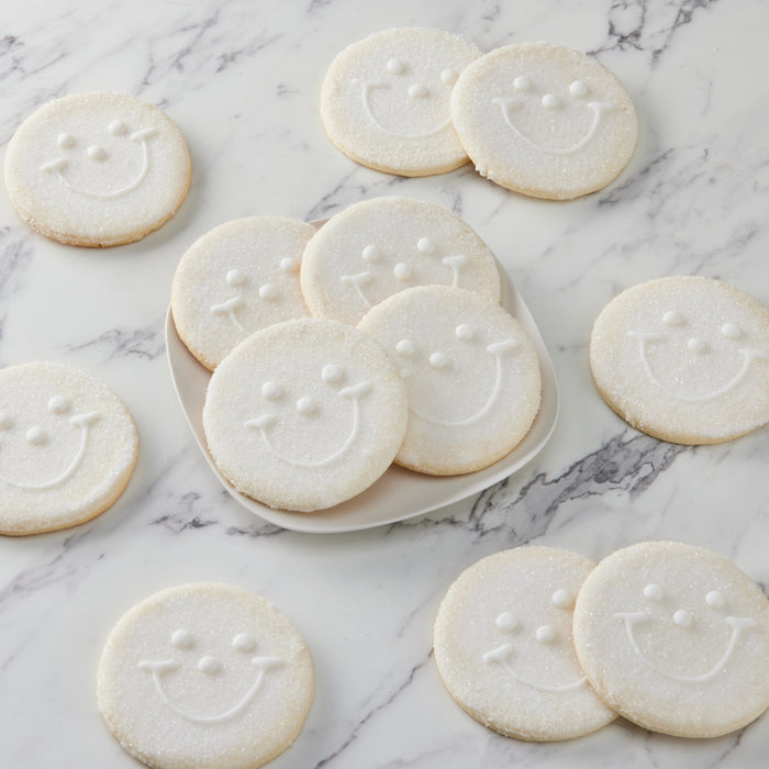 White Sparkle Smiley Cookies 