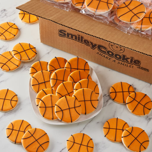 2.5" Mini Basketball Cookies - SmileyCookie.com individually wrapped, nut - free, and kosher cookies delivered to you!