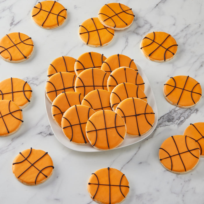 2.5" Mini Basketball Cookies - SmileyCookie.com individually wrapped, nut - free, and kosher cookies delivered to you!