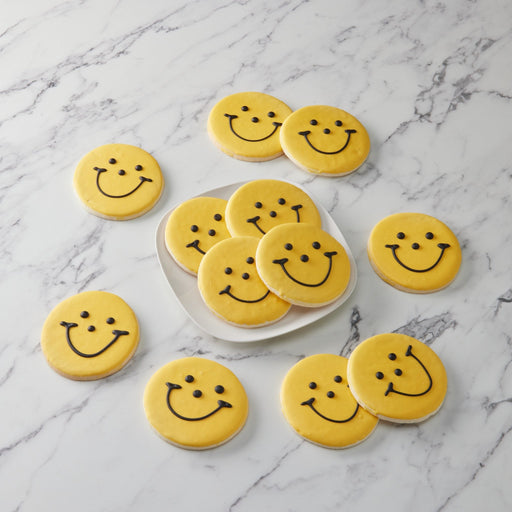 2.5" Mini Black & Gold Smiley Cookies - SmileyCookie.com individually wrapped, nut - free, and kosher cookies delivered to you!