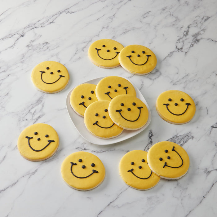 2.5" Mini Black & Gold Smiley Cookies - SmileyCookie.com individually wrapped, nut - free, and kosher cookies delivered to you!