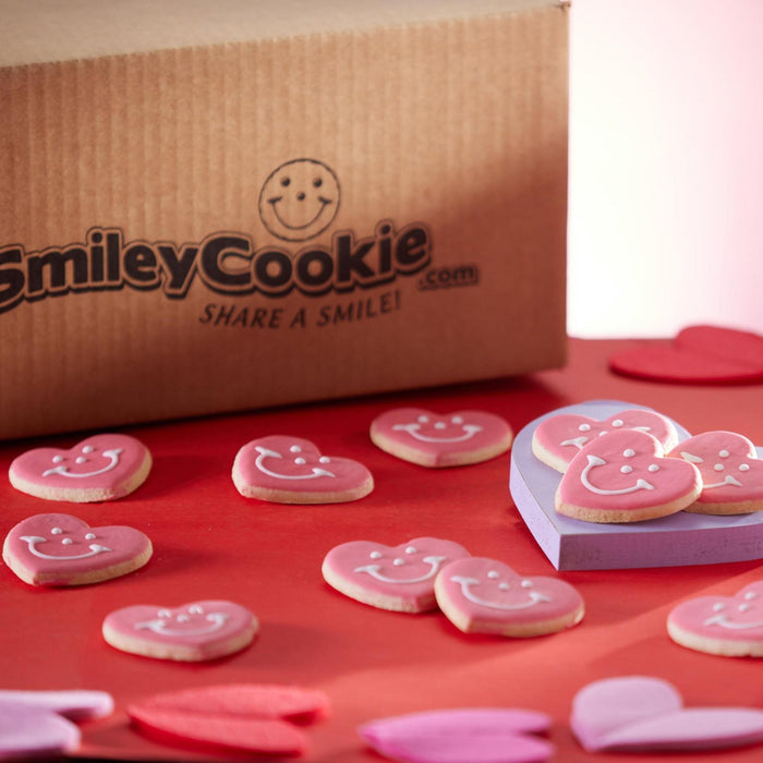 2.5" Mini Heart Smiley Cookies - SmileyCookie.com individually wrapped, nut - free, and kosher cookies delivered to you!