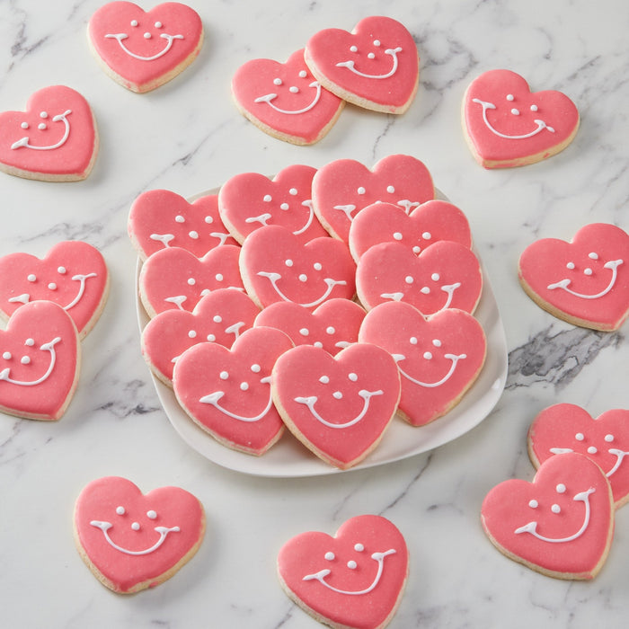 2.5" Mini Heart Smiley Cookies - SmileyCookie.com individually wrapped, nut - free, and kosher cookies delivered to you!