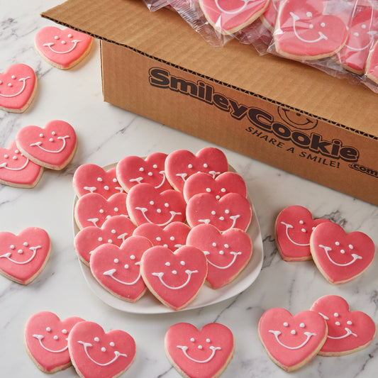 2.5" Mini Heart Smiley Cookies - SmileyCookie.com individually wrapped, nut - free, and kosher cookies delivered to you!