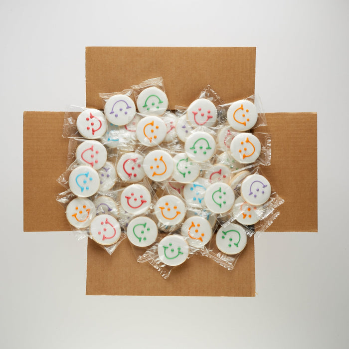 2.5" Mini Original Smiley Cookies - SmileyCookie.com individually wrapped, nut - free, and kosher cookies delivered to you!