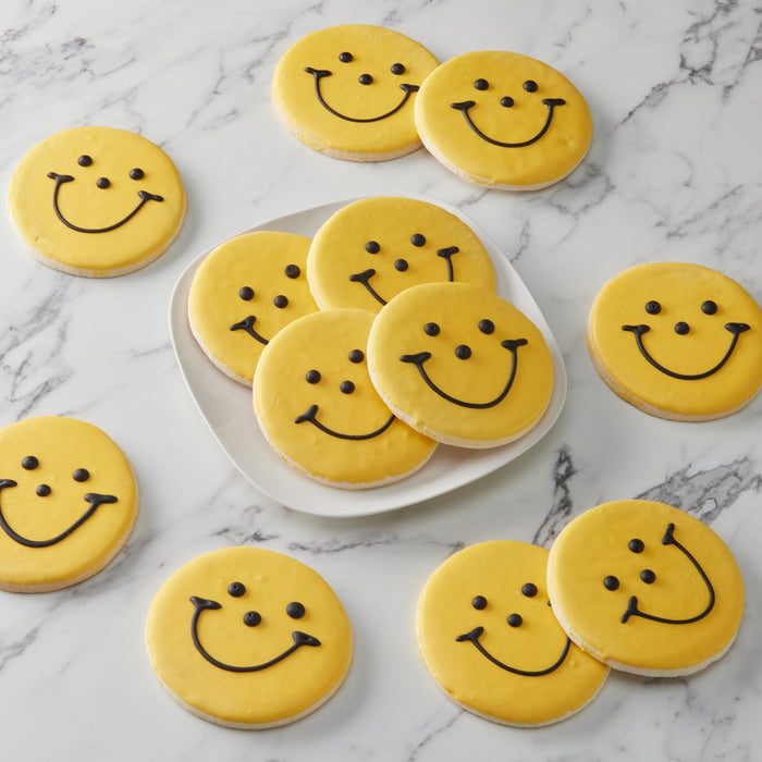 4" Black & Gold Smiley Cookies - SmileyCookie.com individually wrapped, nut - free, and kosher cookies delivered to you!