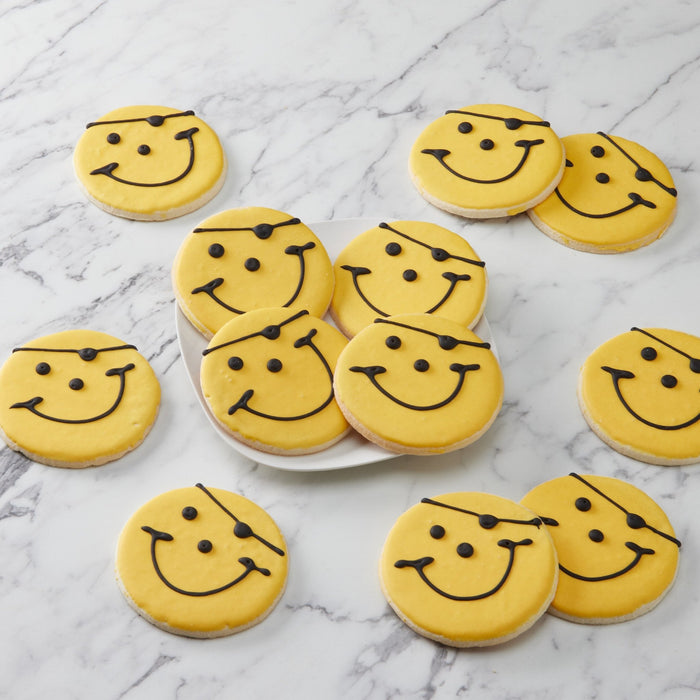 4" Pirate Smiley Cookies - SmileyCookie.com individually wrapped, nut - free, and kosher cookies delivered to you!