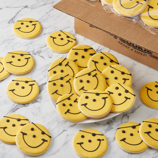 4" Pirate Smiley Cookies - SmileyCookie.com individually wrapped, nut - free, and kosher cookies delivered to you!