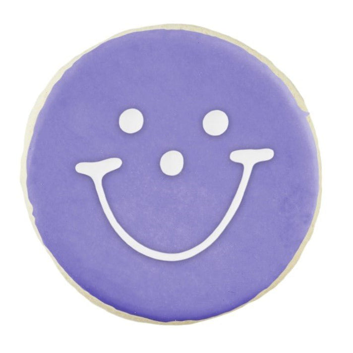 4" Purple Smiley Cookies - SmileyCookie.com individually wrapped, nut - free, and kosher cookies delivered to you!