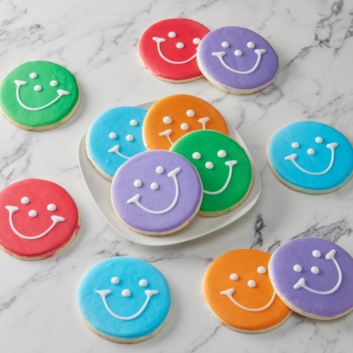 4" Rainbow Smiley Cookies - SmileyCookie.com individually wrapped, nut - free, and kosher cookies delivered to you!