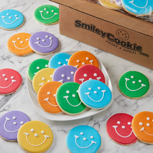4" Rainbow Smiley Cookies - SmileyCookie.com individually wrapped, nut - free, and kosher cookies delivered to you!