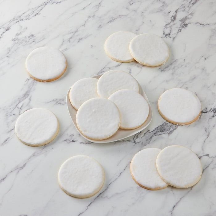 4" Round White Iced Cookies - SmileyCookie.com individually wrapped, nut - free, and kosher cookies delivered to you!