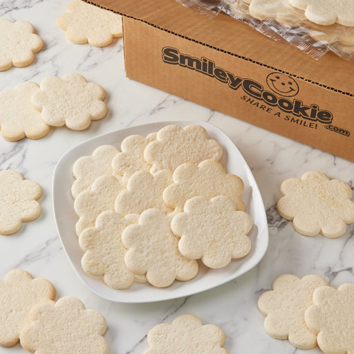 4" Uniced Flower Cookies - SmileyCookie.com individually wrapped, nut - free, and kosher cookies delivered to you!