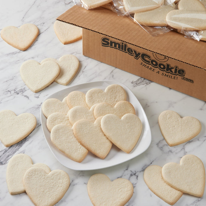 4" Uniced Heart Cookies  - SmileyCookie.com individually wrapped, nut - free, and kosher cookies delivered to you!