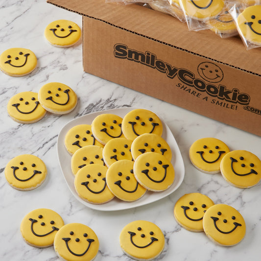 Black and Gold Mini Smiley® Cookies - SmileyCookie.com individually wrapped, nut - free, and kosher cookies delivered to you!