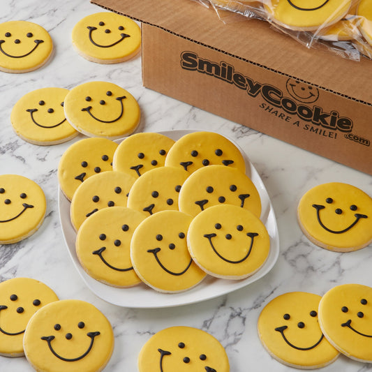 Black and Gold Smiley® Cookies - SmileyCookie.com individually wrapped, nut - free, and kosher cookies delivered to you!